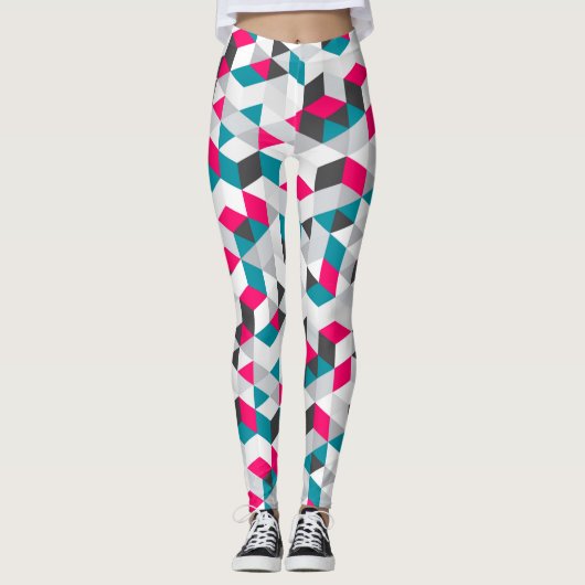 Farbiges modernes geometrisches Abstraktes Muster Leggings (Vorderseite)