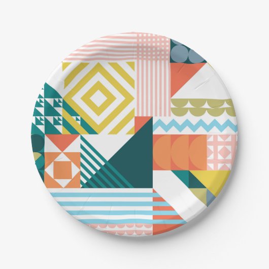 Farbiges modernes geometrisches Abstraktes Muster Pappteller (Vorderseite)