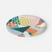 Farbiges modernes geometrisches Abstraktes Muster Pappteller (Schrägansicht)