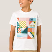 Farbiges modernes geometrisches Abstraktes Muster T-Shirt (Vorderseite)