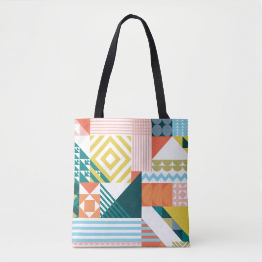 Farbiges modernes geometrisches Abstraktes Muster Tasche (Vorderseite)
