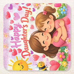 FARBIGES MODERNES LIEBESGESCHENK FÜR TOCHTER RECHTECKIGER PAPPUNTERSETZER