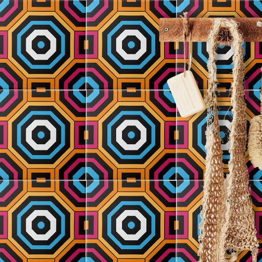 Farbiges modernes Oktagon und quadratische Geometr Fliese