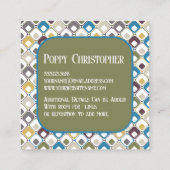 Farbiges modernes Retro-Muster 14.11 Quadratische Visitenkarte (Rückseite)