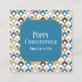 Farbiges modernes Retro-Muster 14.11 Quadratische Visitenkarte (Vorderseite)