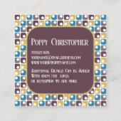 Farbiges modernes Retro-Muster 16.11 Quadratische Visitenkarte (Rückseite)