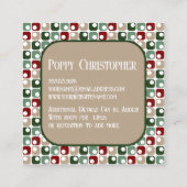 Farbiges modernes Retro-Muster 16.3 Quadratische Visitenkarte (Rückseite)