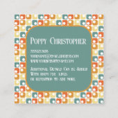 Farbiges modernes Retro-Muster 16,8 Quadratische Visitenkarte (Rückseite)