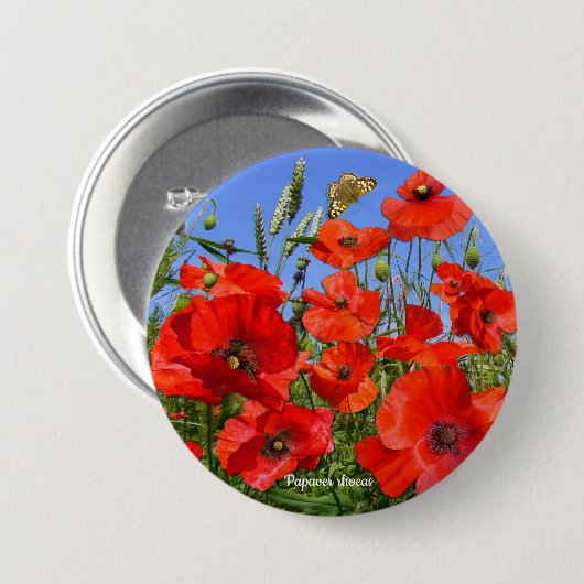 Farbiges Mohnfeld Button (Vorne & Hinten)