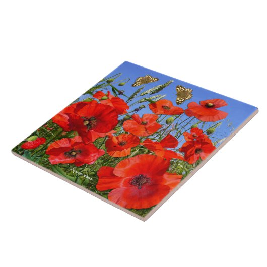 Farbiges Mohnfeld Fliese (Seite)