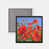 Farbiges Mohnfeld Magnet (Vorderseite/Rückseite)