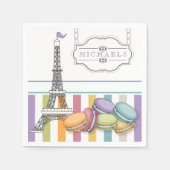 Farbiges Mongram für den Paris Macaron Eiffel Towe Serviette (Vorderseite)