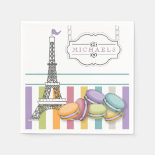 Farbiges Mongram für den Paris Macaron Eiffel Towe Serviette