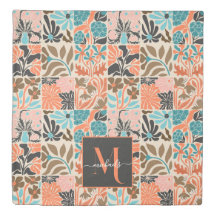 Farbiges Monogram Script Retro Blumenmuster