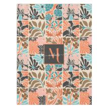 Farbiges Monogram Script Retro Blumenmuster