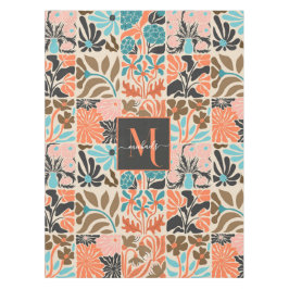 Farbiges Monogram Script Retro Blumenmuster Tischdecke