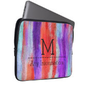 Farbiges Monogramm des modernen Holzkörners #6 Laptopschutzhülle (Vorne Rechts)
