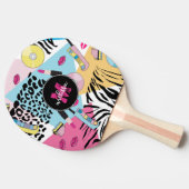 Farbiges Monogramm des Musters der 90er Jahre Tischtennis Schläger (Seitenansicht)