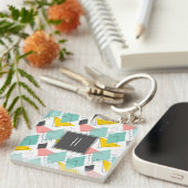 Farbiges Monogramm-Foto der 90er Jahre mit Abstrak Schlüsselanhänger (Vorderseite rechts)