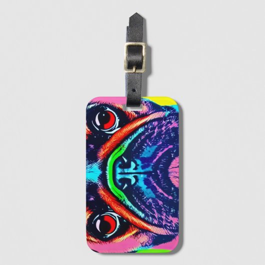 Farbiges Mops-Portrait im Pop-Art-Stil Gepäckanhänger (Vorderseite Vertikal)