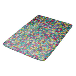 Farbiges Mosaik, geometrisches Quadrat-Muster Badematte