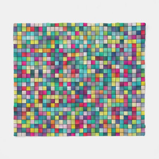 Farbiges Mosaik, geometrisches Quadrat-Muster Fleecedecke (Vorderseite (Horizontal))