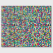 Farbiges Mosaik, geometrisches Quadrat-Muster Geschenkpapier (Flach)