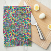 Farbiges Mosaik, geometrisches Quadrat-Muster Geschirrtuch (Viertel Falte)