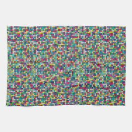 Farbiges Mosaik, geometrisches Quadrat-Muster Geschirrtuch