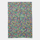 Farbiges Mosaik, geometrisches Quadrat-Muster Geschirrtuch (Vertikal)