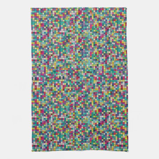 Farbiges Mosaik, geometrisches Quadrat-Muster Geschirrtuch (Vertikal)