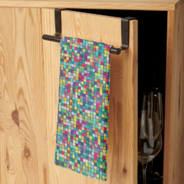 Farbiges Mosaik, geometrisches Quadrat-Muster Geschirrtuch