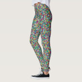 Farbiges Mosaik, geometrisches Quadrat-Muster Leggings (Links)