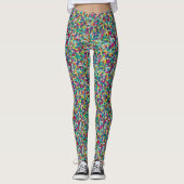 Farbiges Mosaik, geometrisches Quadrat-Muster Leggings (Vorderseite)