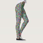 Farbiges Mosaik, geometrisches Quadrat-Muster Leggings (Rechts)