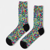 Farbiges Mosaik, geometrisches Quadrat-Muster Socken (Linkes Detail)