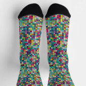 Farbiges Mosaik, geometrisches Quadrat-Muster Socken (Oben)