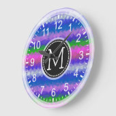 Farbiges Mosaik Modernes Monogramm #19 Große Wanduhr (Winkel)