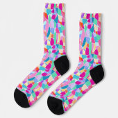 Farbiges Mosaikfarbenmuster Socken (Linkes Detail)