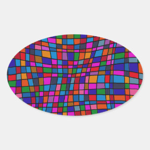 Farbiges Mosaikfliesen-Muster Ovaler Aufkleber