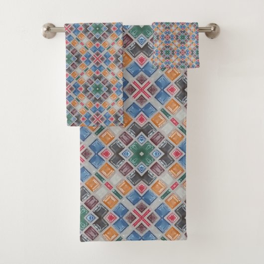 Farbiges Mosaikflippelmuster Badhandtuch Set (Insitu)