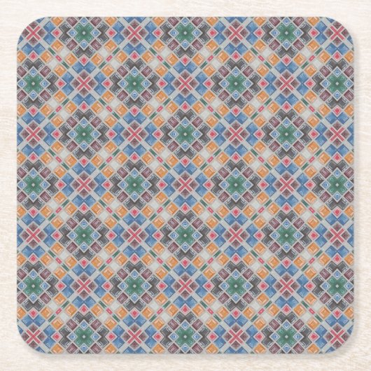 Farbiges Mosaikflippelmuster Rechteckiger Pappuntersetzer (Vorderseite)