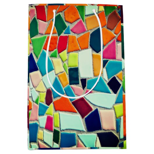 Farbiges Mosaikmuster Mittlere Geschenktüte (Vorderseite)