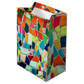 Farbiges Mosaikmuster Mittlere Geschenktüte (Rückseite Schrägansicht)