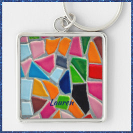 Farbiges Mosaikmuster Schlüsselanhänger