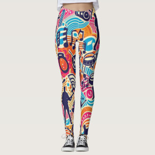 Farbiges Musikfestival Leggings
