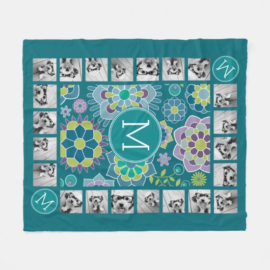 Farbiges Muster 11 Foto Monogramm Fleecedecke (Vorderseite (Horizontal))
