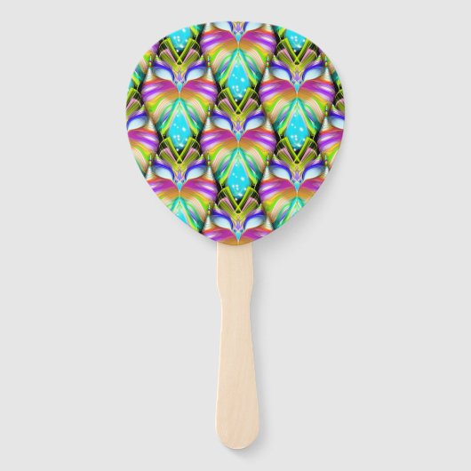 Farbiges Muster aus Cyan und Black Oracle Fächer (Rückseite)