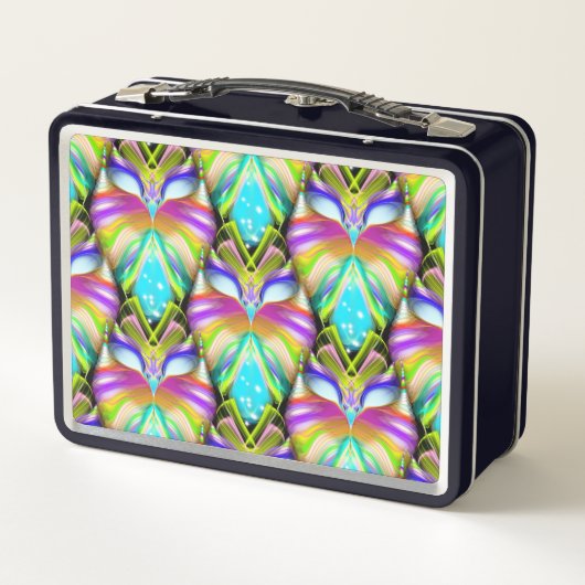 Farbiges Muster aus Cyan und Black Oracle Metall Brotdose (Rückseite)