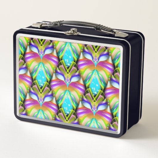 Farbiges Muster aus Cyan und Black Oracle Metall Brotdose (Vorderseite)